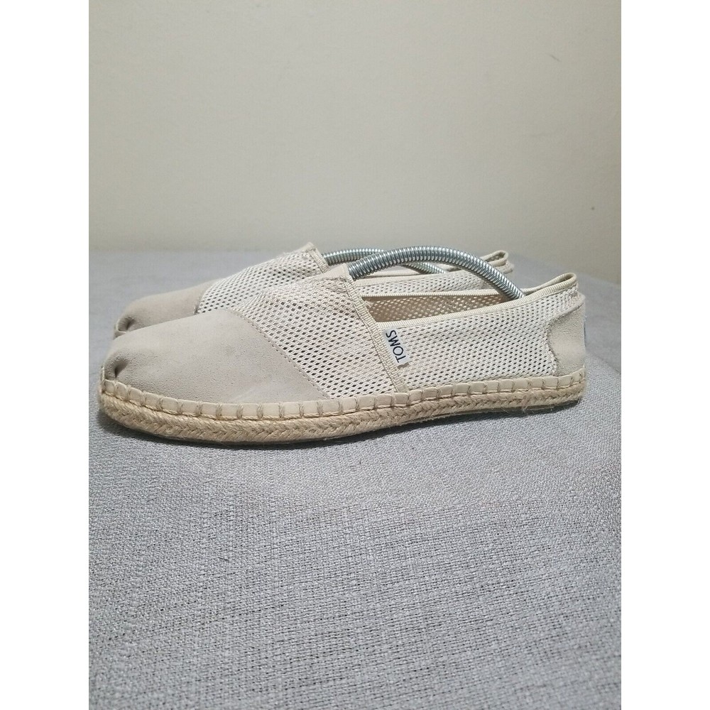 TOMS Alpargata Rope Espadrille Slip On Suede Mesh Womens Size 9 Flats Beige - Picture 3 of 16